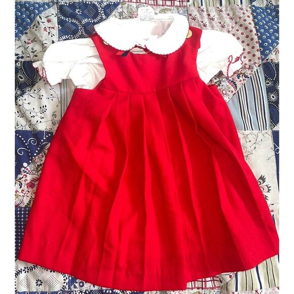 Vintage GOOD LAD RED Pleated White COLLARED DRESS SIZE 4T - EUC - Picture 4 of 4